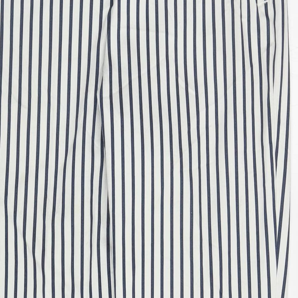 H&M Womens White Striped Cotton Carrot Trousers Size 8 L26.5 in Regular Zip