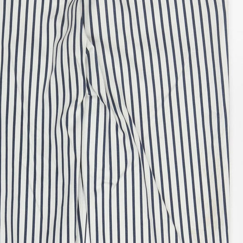H&M Womens White Striped Cotton Carrot Trousers Size 8 L26.5 in Regular Zip