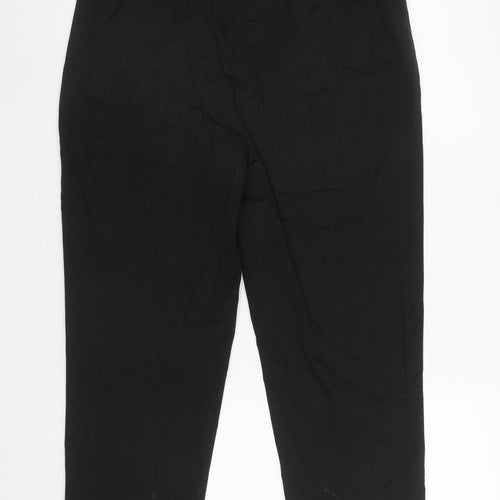 Marks and Spencer Womens Black Cotton Cropped Trousers Size 14 L21.5 in Regular Zip