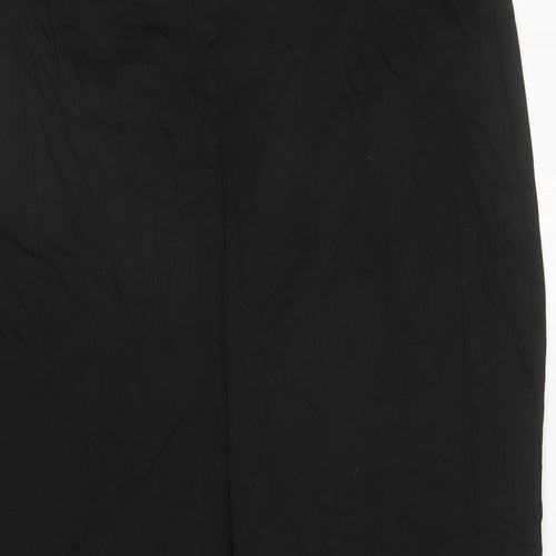 Marks and Spencer Womens Black Cotton Cropped Trousers Size 14 L21.5 in Regular Zip