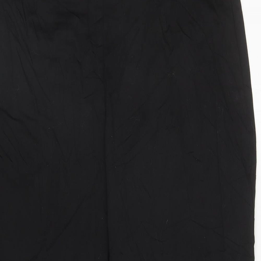 Marks and Spencer Womens Black Cotton Cropped Trousers Size 14 L21.5 in Regular Zip
