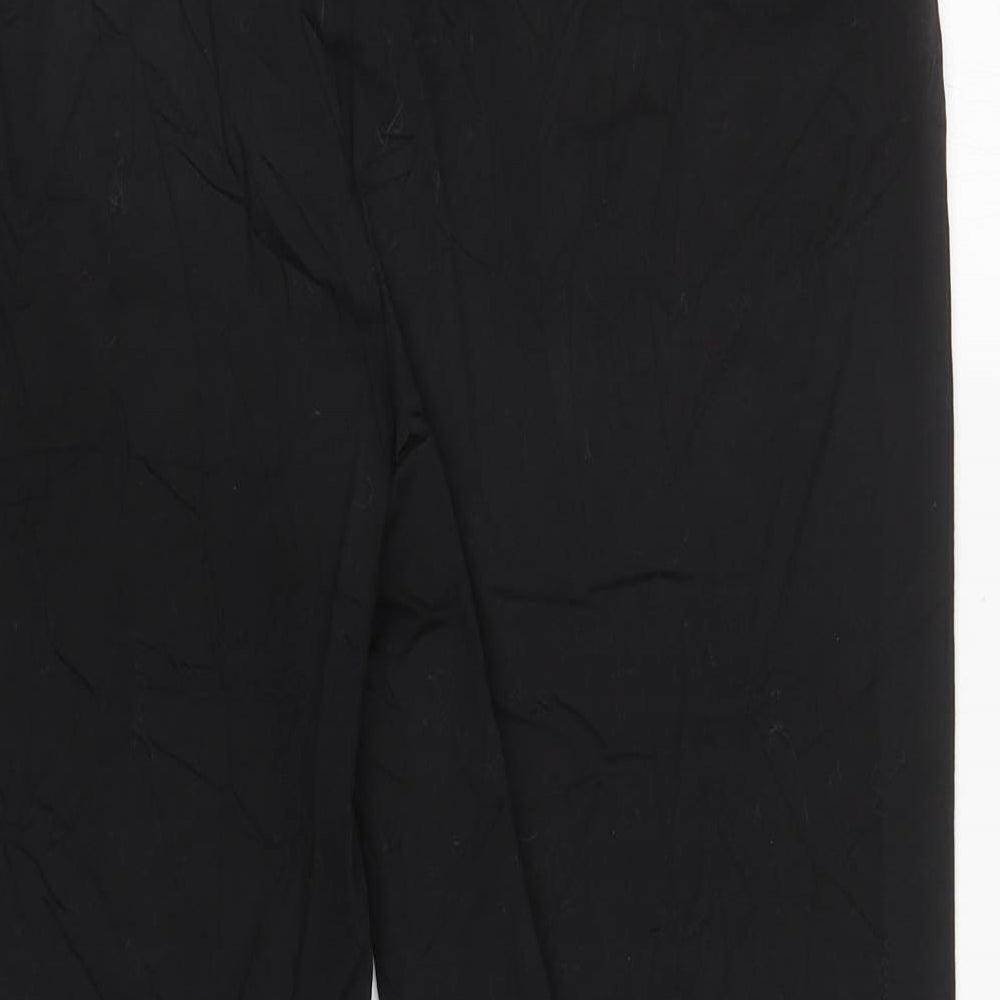 Marks and Spencer Womens Black Cotton Cropped Trousers Size 14 L21.5 in Regular Zip
