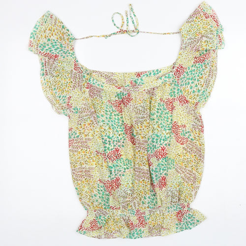 Debenhams Womens Multicoloured Floral Polyester Basic Blouse Size 16 Off the Shoulder - Tie