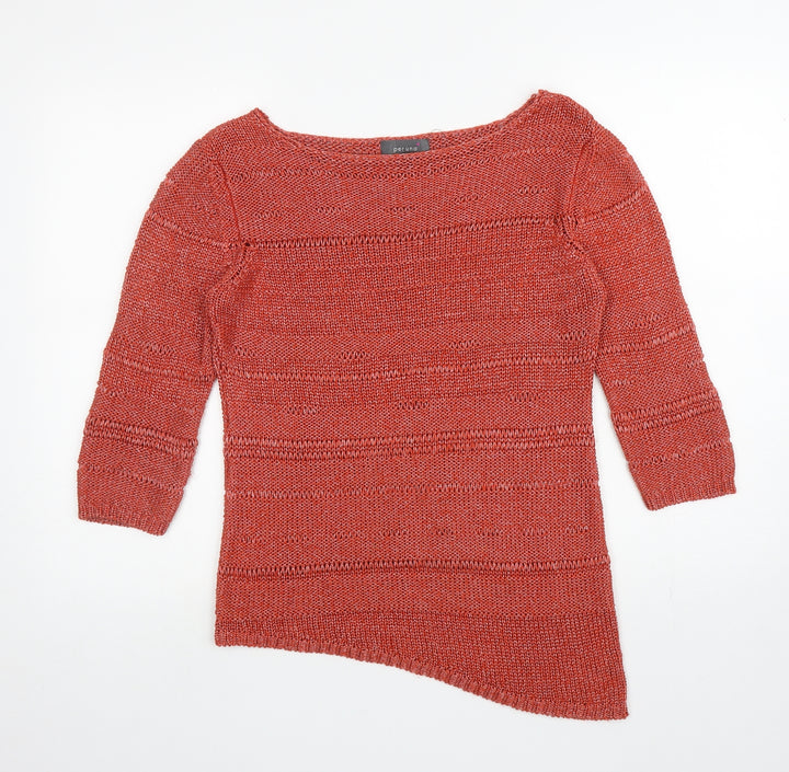 Per Una Womens Orange Boat Neck Acrylic Pullover Jumper Size 12