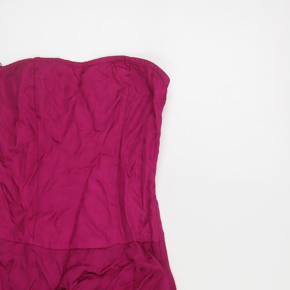 Miss Selfridge Womens Pink Viscose Mini Size 8 Sweetheart Zip