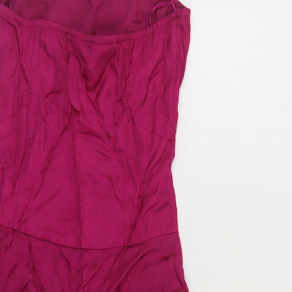 Miss Selfridge Womens Pink Viscose Mini Size 8 Sweetheart Zip