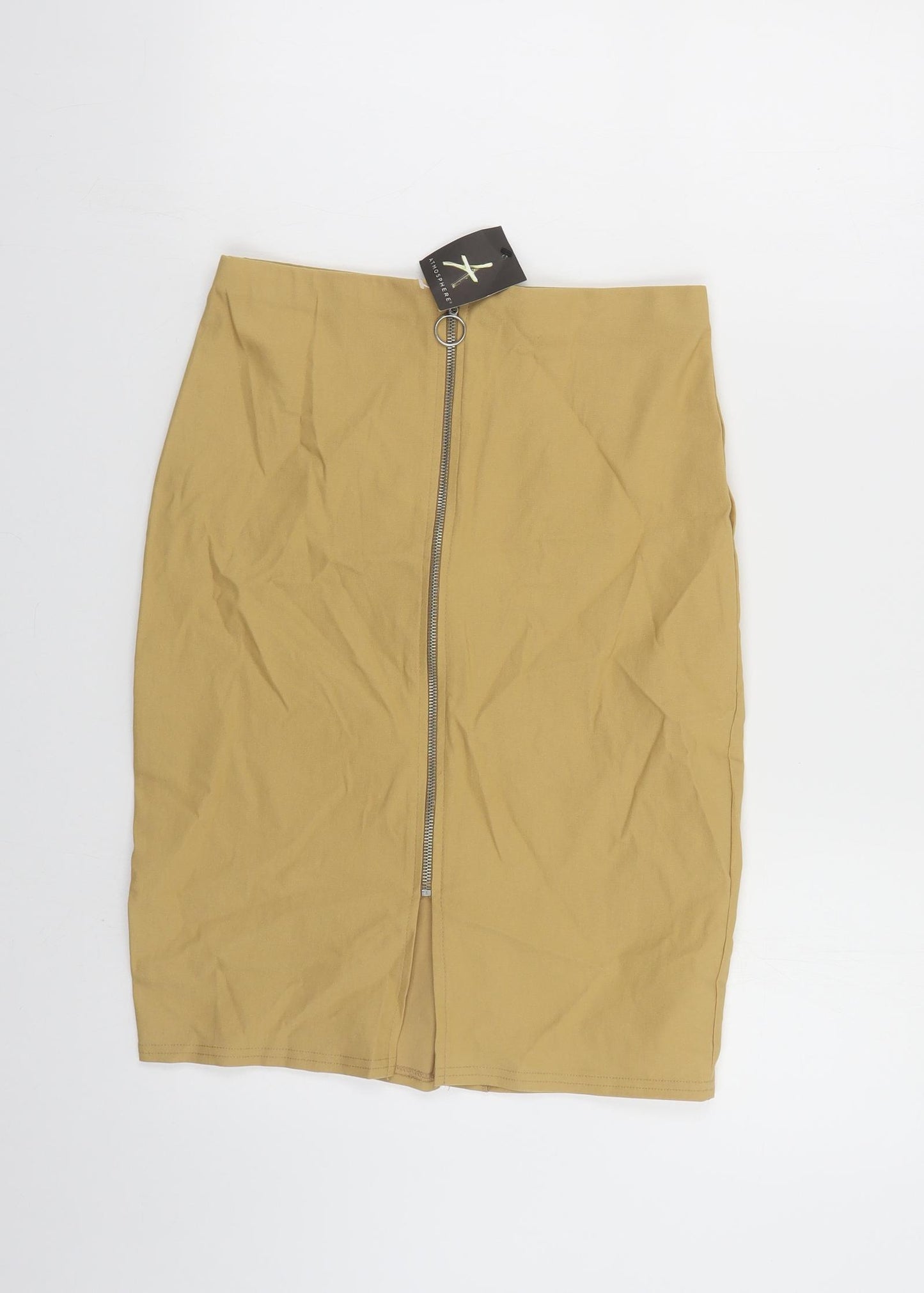 Atmosphere Womens Beige Cotton Straight & Pencil Skirt Size 12 Zip