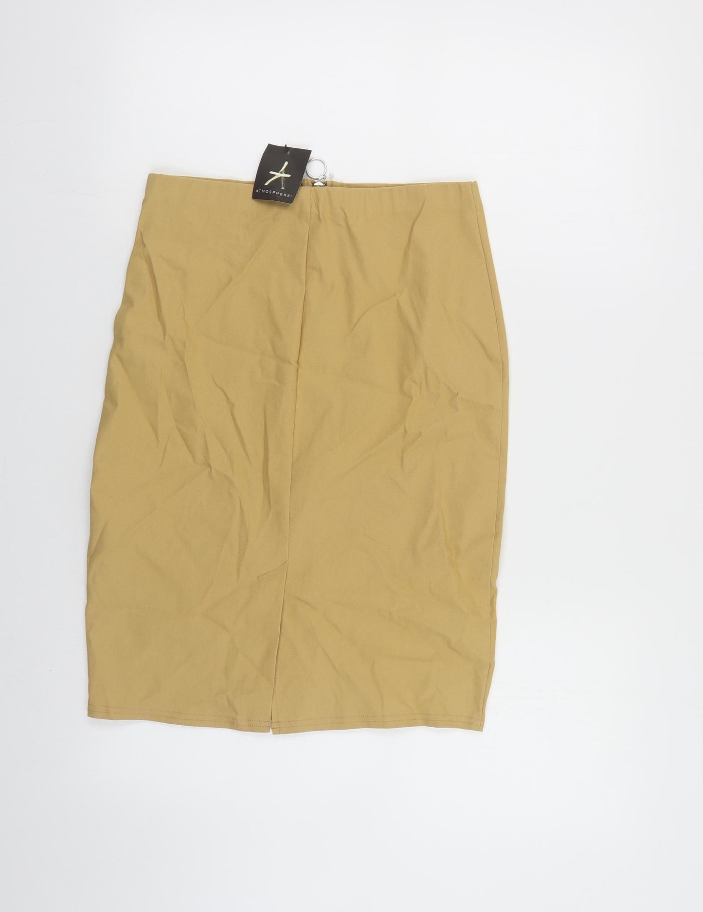 Atmosphere Womens Beige Cotton Straight & Pencil Skirt Size 12 Zip