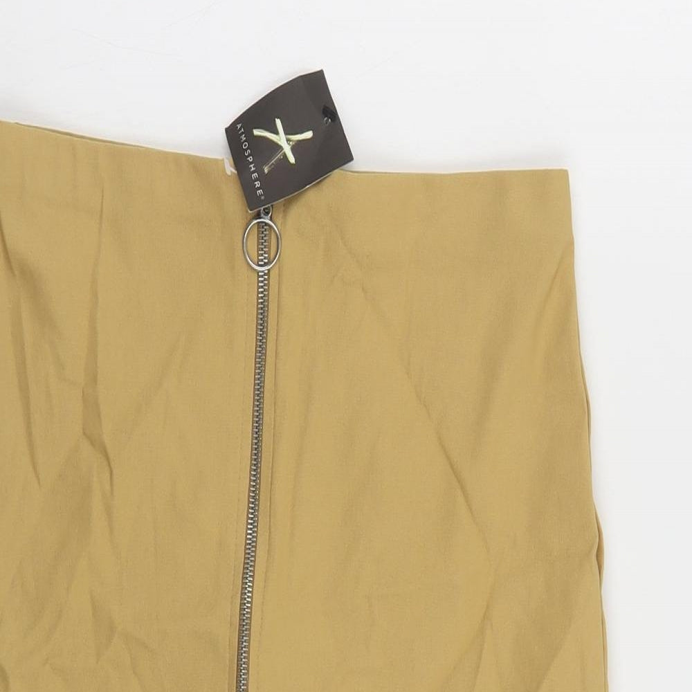 Atmosphere Womens Beige Cotton Straight & Pencil Skirt Size 12 Zip