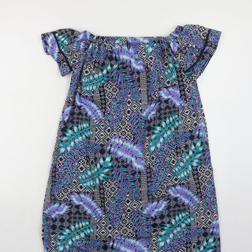 Primark Womens Multicoloured Geometric Polyester Tunic Blouse Size 8 Off the Shoulder