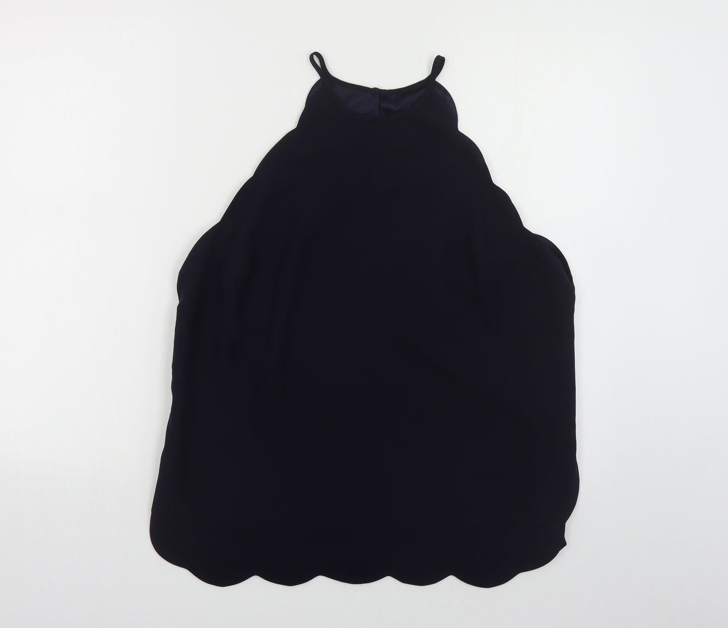 Giles Womens Blue Polyester Basic Tank Size 16 Halter - Scalloped