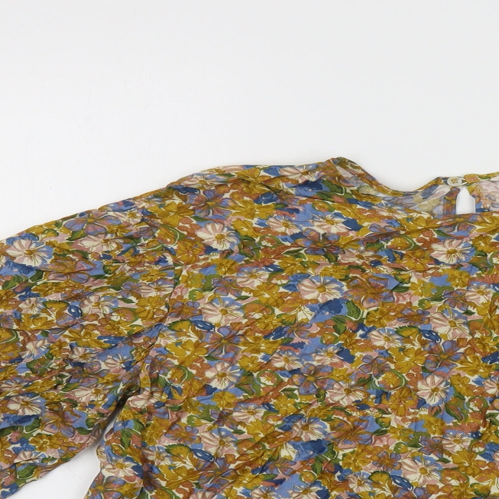 TU Womens Multicoloured Floral Viscose Basic Blouse Size 14 Round Neck