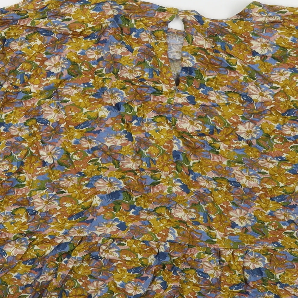 TU Womens Multicoloured Floral Viscose Basic Blouse Size 14 Round Neck