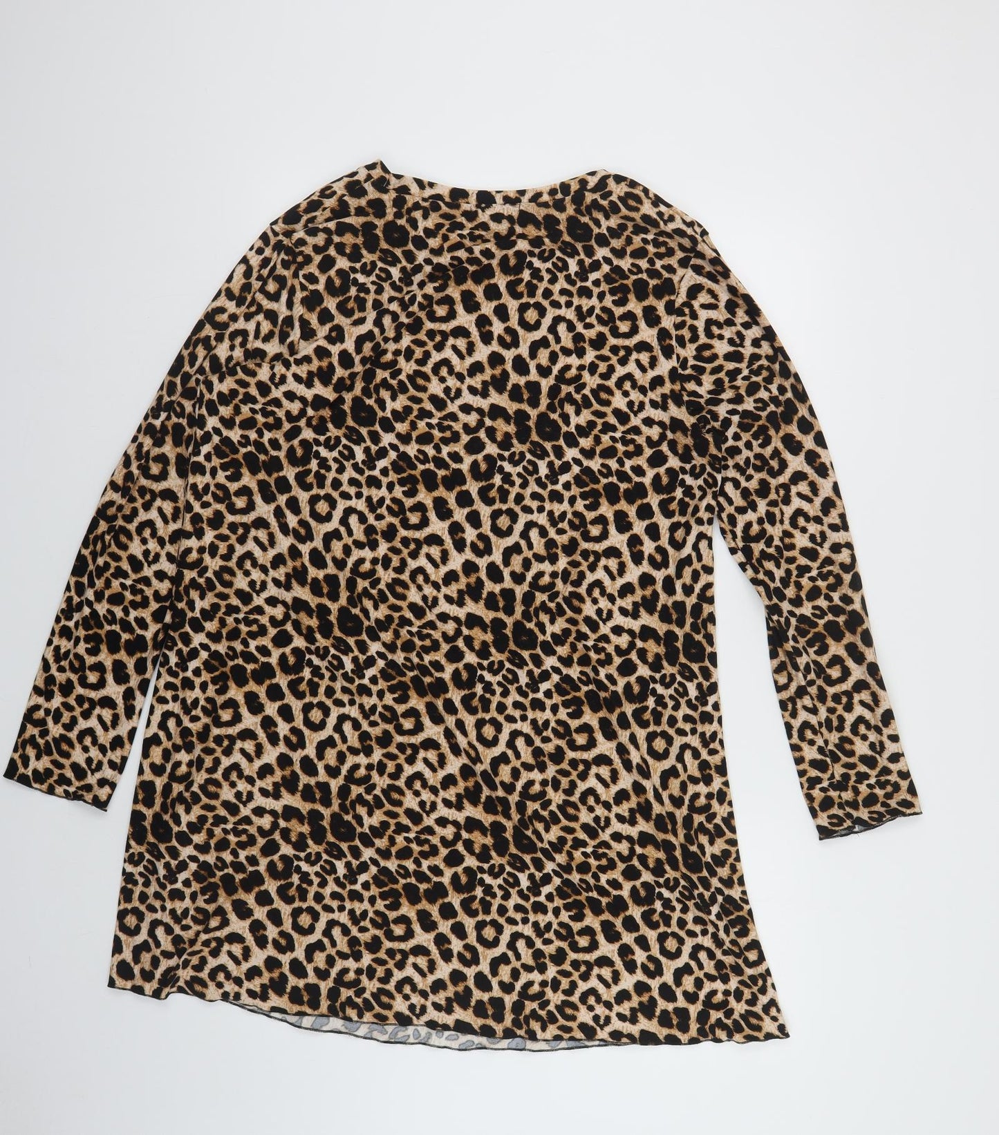 New Look Womens Beige Animal Print Polyester A-Line Size 16 Round Neck Pullover - Leopard Print