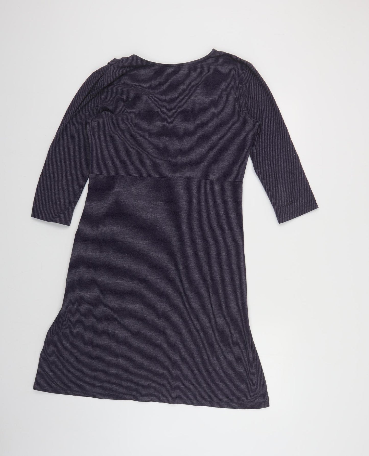 Kaliko Womens Purple Striped Cotton A-Line Size 12 V-Neck Pullover