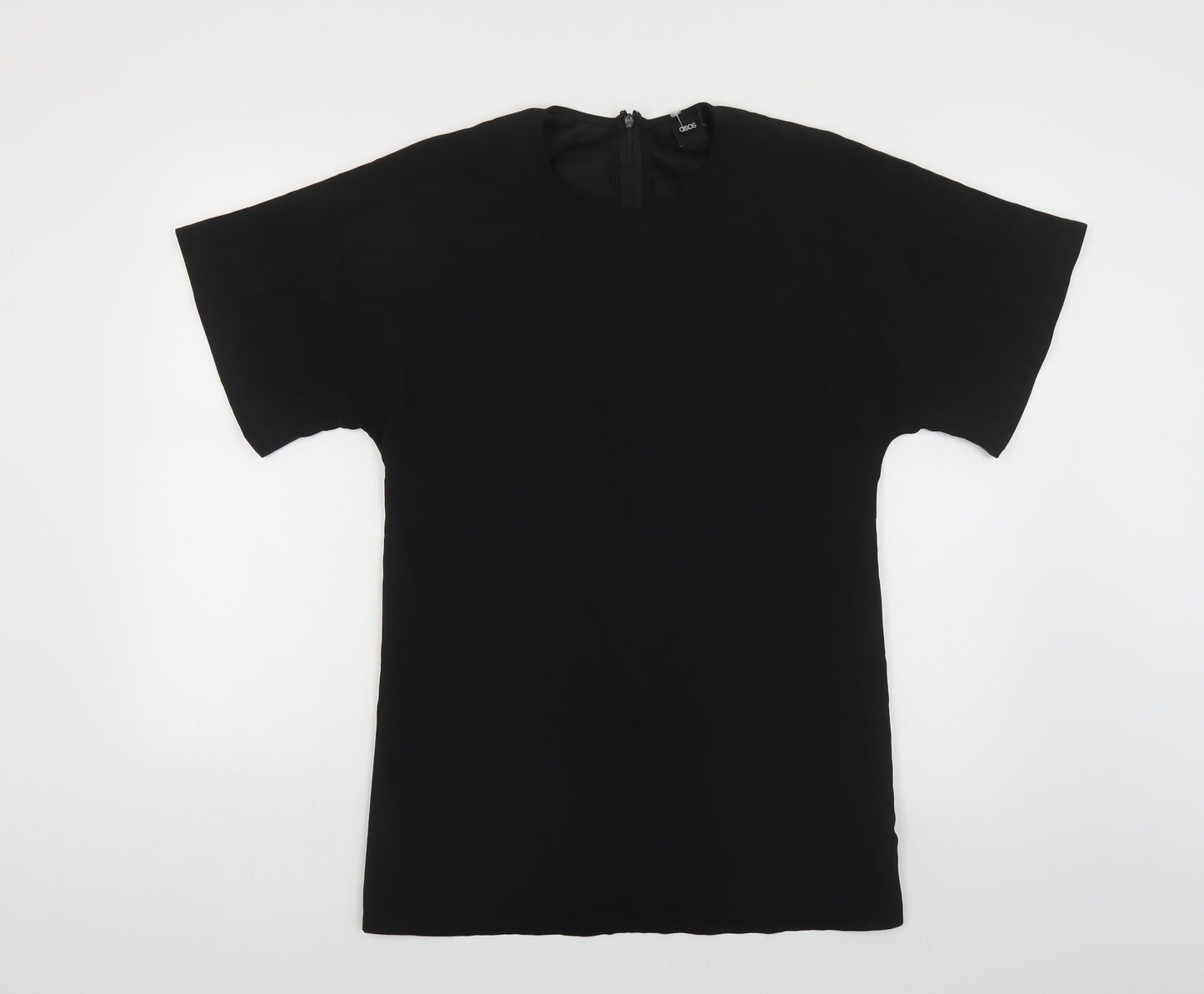ASOS Womens Black Polyester T-Shirt Dress Size 6 Round Neck Zip