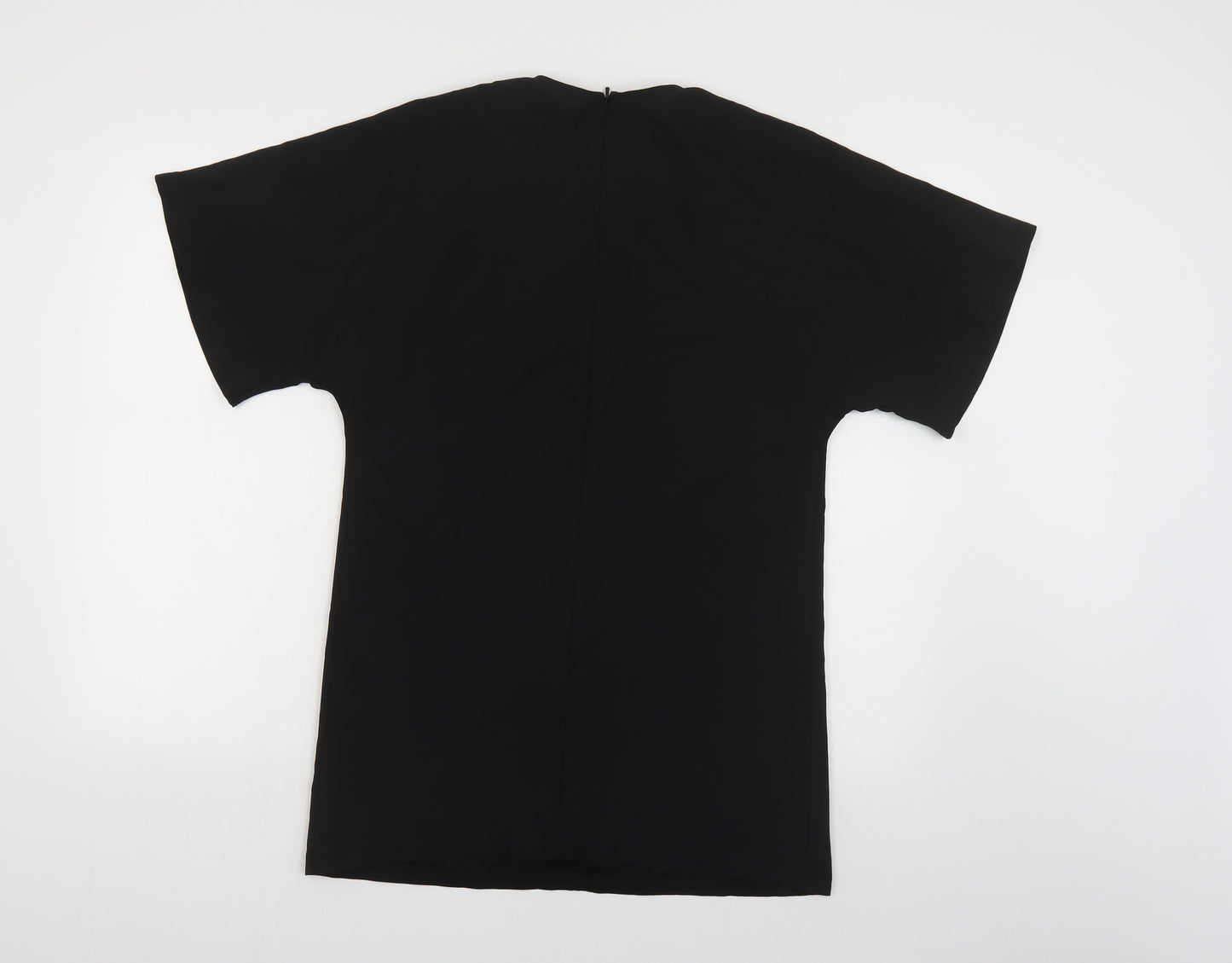 ASOS Womens Black Polyester T-Shirt Dress Size 6 Round Neck Zip