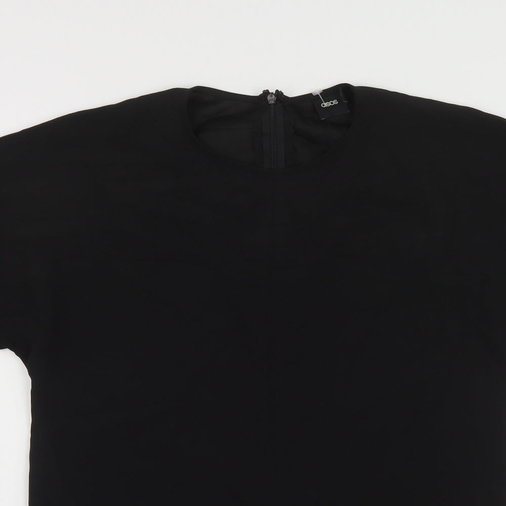 ASOS Womens Black Polyester T-Shirt Dress Size 6 Round Neck Zip