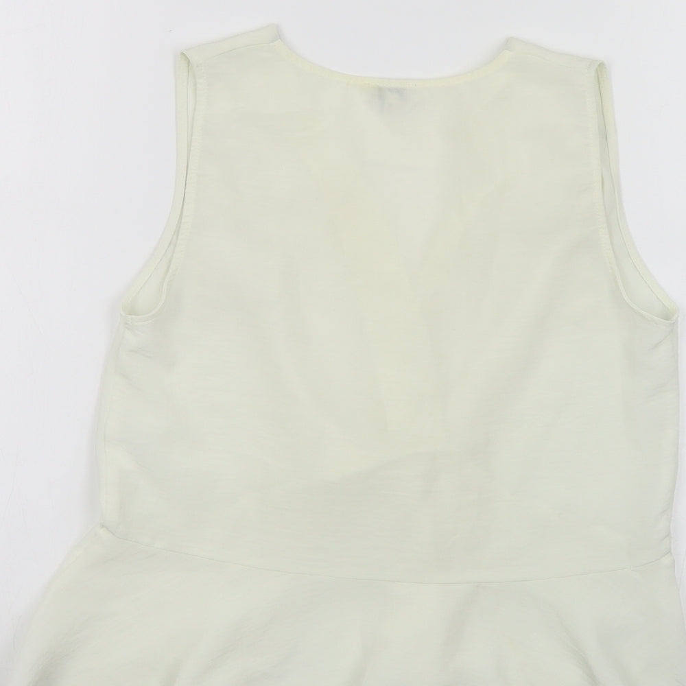 River Island Womens Ivory Polyester Basic Tank Size 12 V-Neck