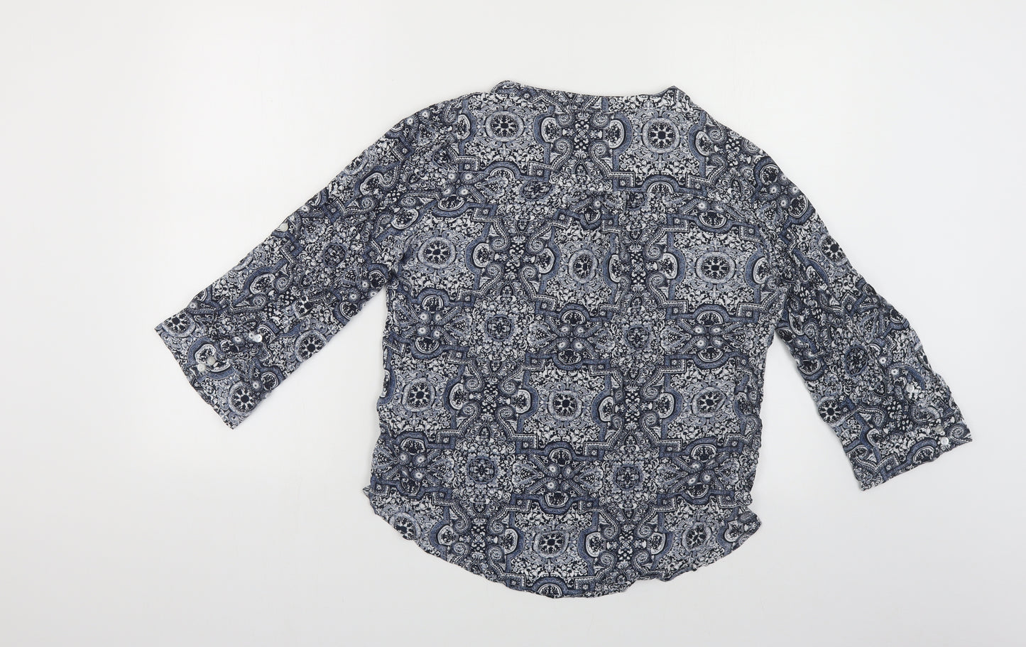 Atmosphere Womens Blue Paisley Viscose Basic Button-Up Size 14 V-Neck