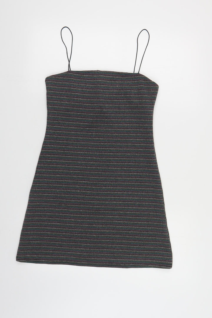 Pins & Needles Womens Multicoloured Striped Polyester Mini Size M Square Neck Pullover
