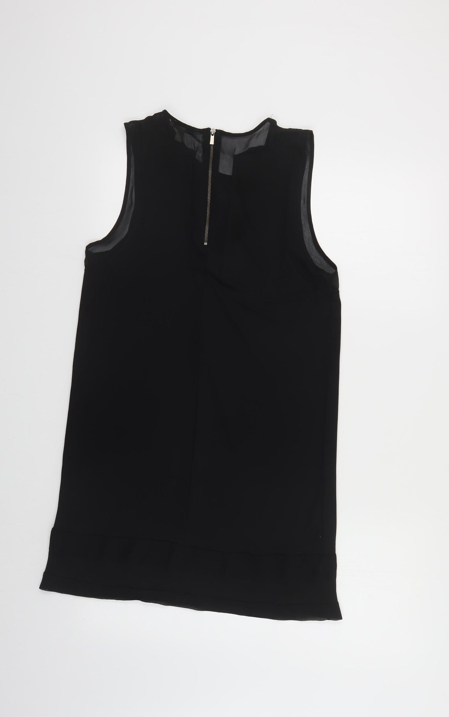 Zara Womens Black Polyester Shift Size M Round Neck Zip