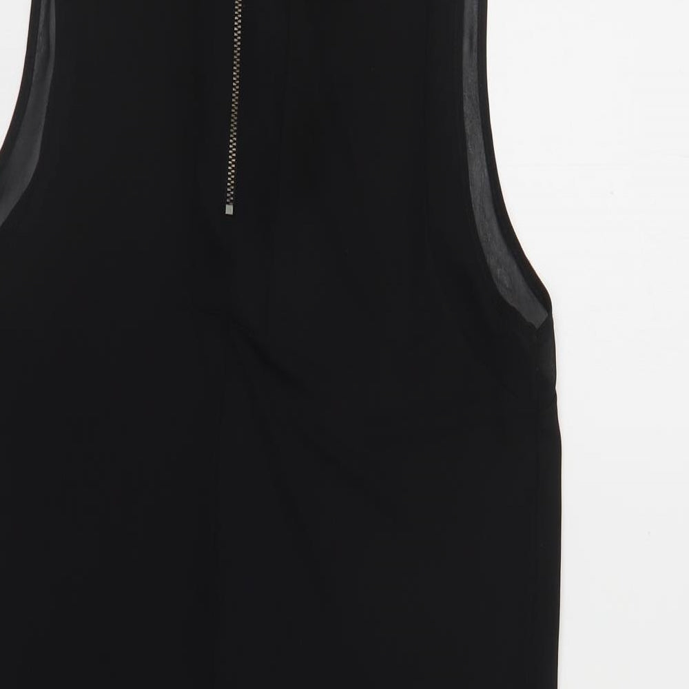 Zara Womens Black Polyester Shift Size M Round Neck Zip