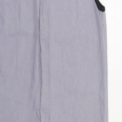 NEXT Womens Grey Colourblock Linen Shift Size 10 V-Neck Pullover
