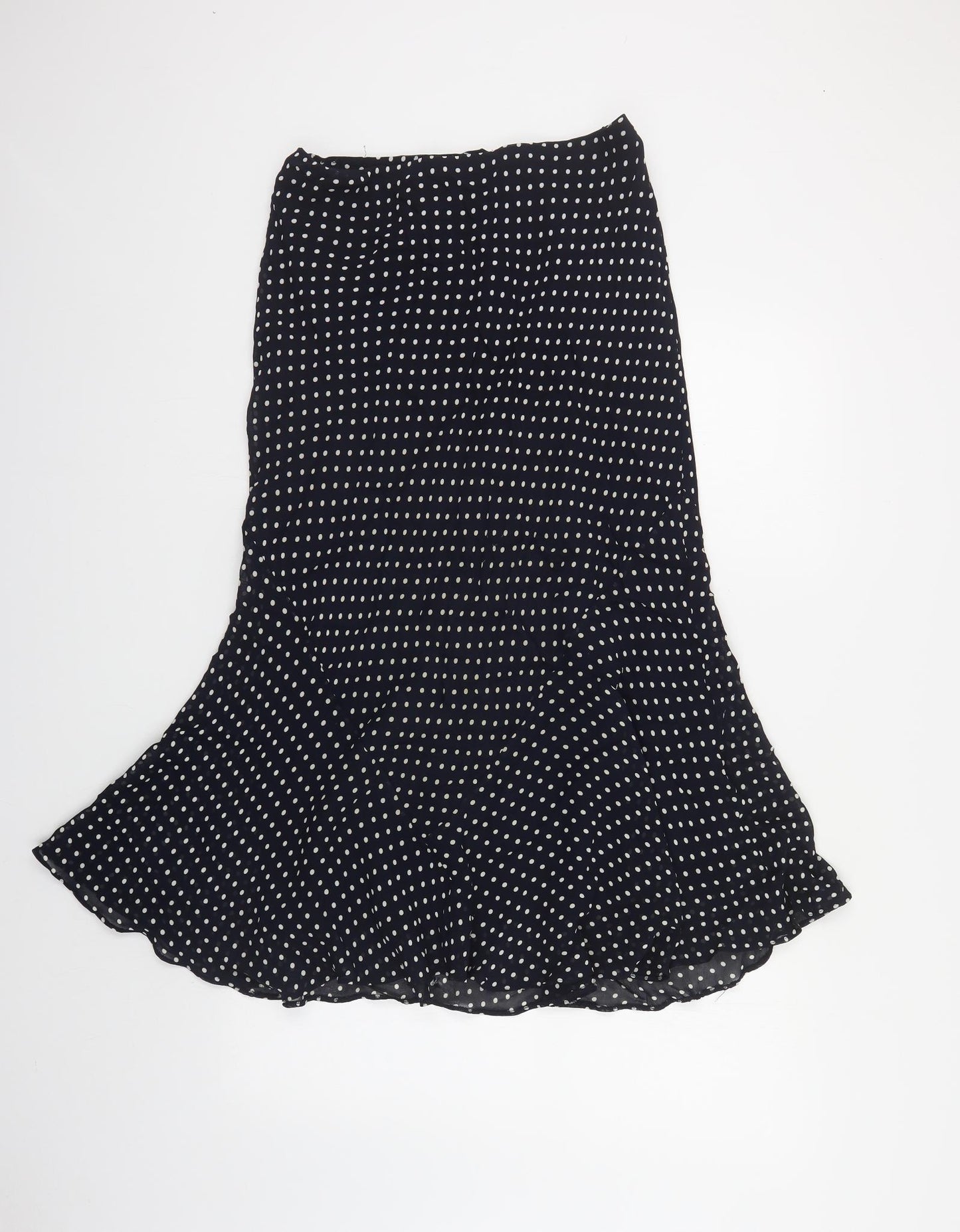 Marks and Spencer Womens Blue Polka Dot Viscose Flare Skirt Size 16