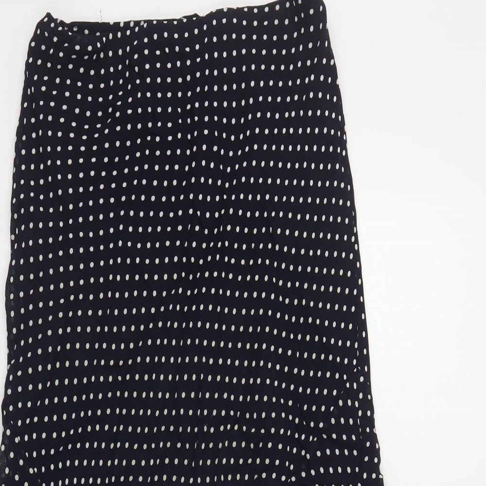 Marks and Spencer Womens Blue Polka Dot Viscose Flare Skirt Size 16