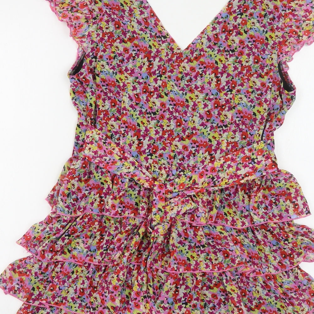 Internacionale Womens Multicoloured Floral Polyester Mini Size 14 V-Neck Tie