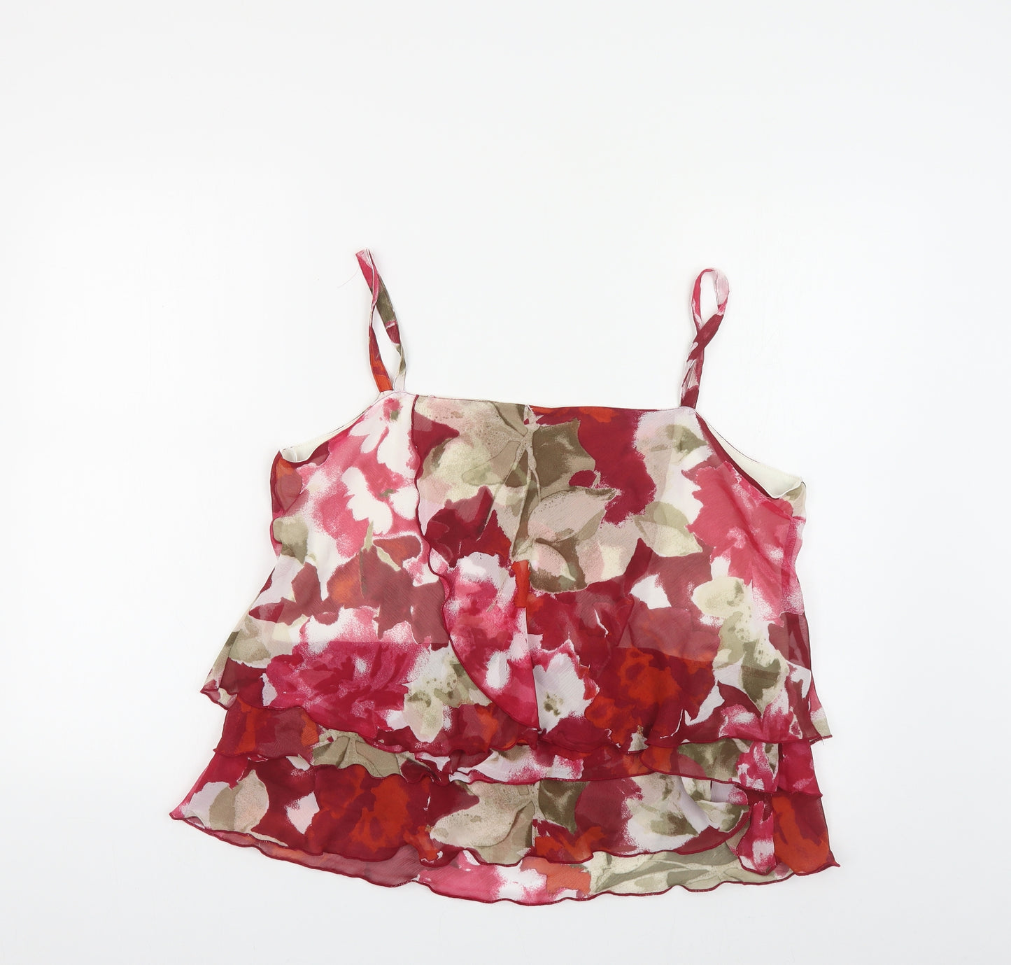 Klass Womens Red Floral Polyester Camisole Tank Size 18 Round Neck