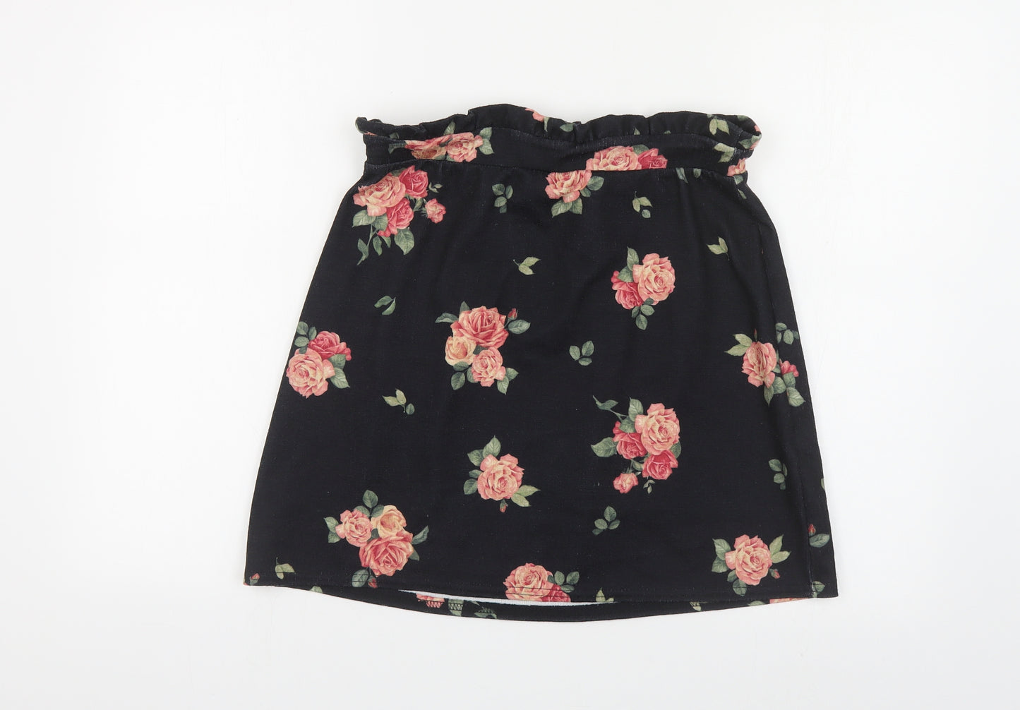 New Look Womens Black Floral Polyester Mini Skirt Size 12
