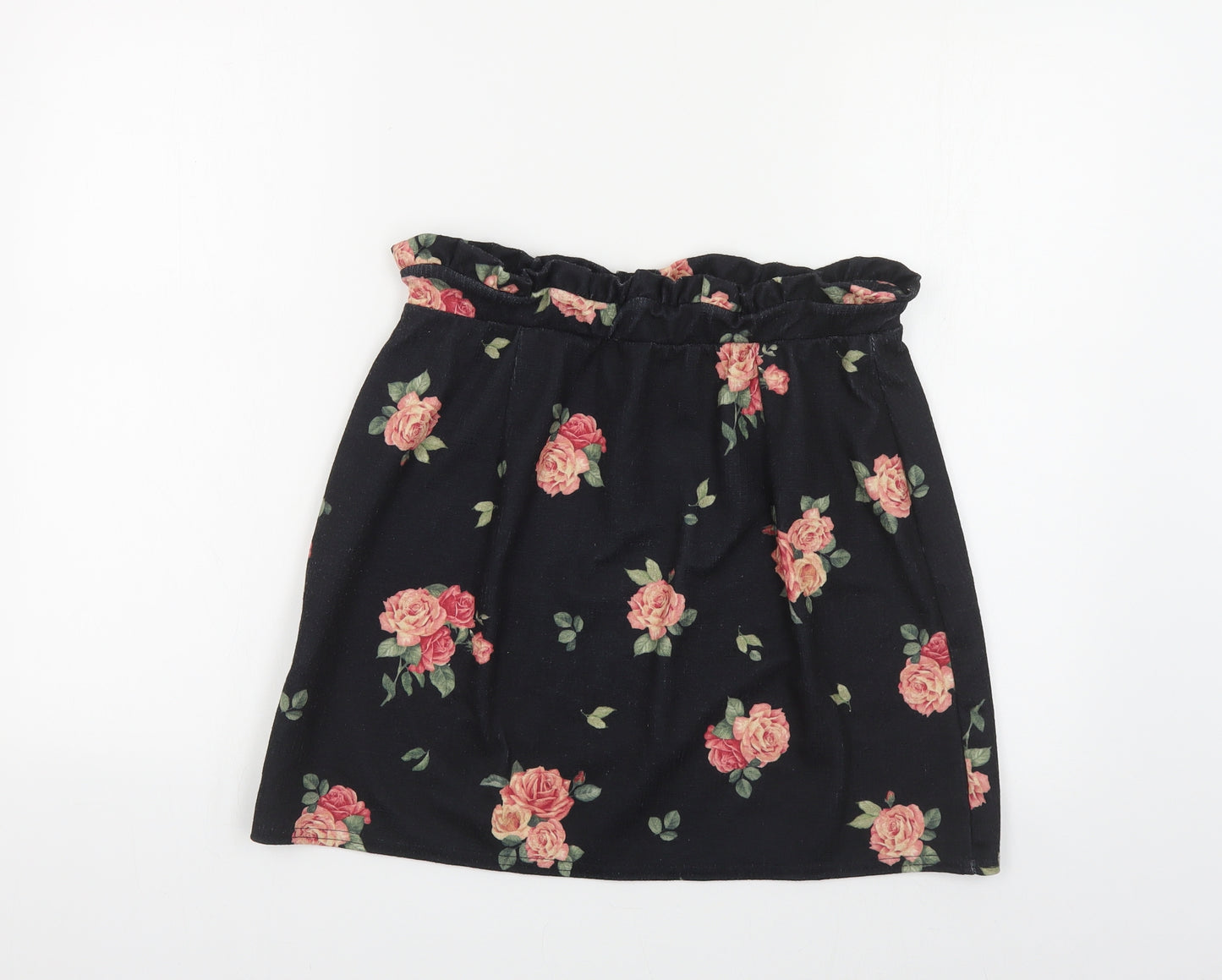 New Look Womens Black Floral Polyester Mini Skirt Size 12
