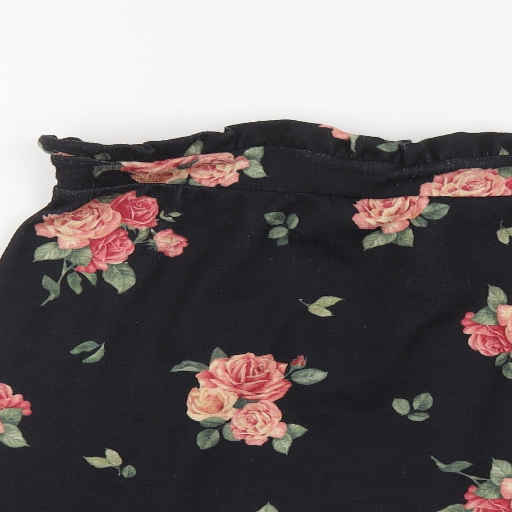 New Look Womens Black Floral Polyester Mini Skirt Size 12