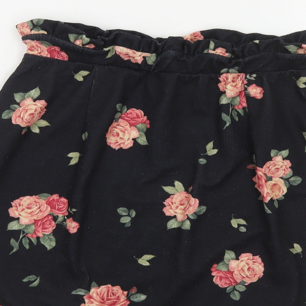 New Look Womens Black Floral Polyester Mini Skirt Size 12