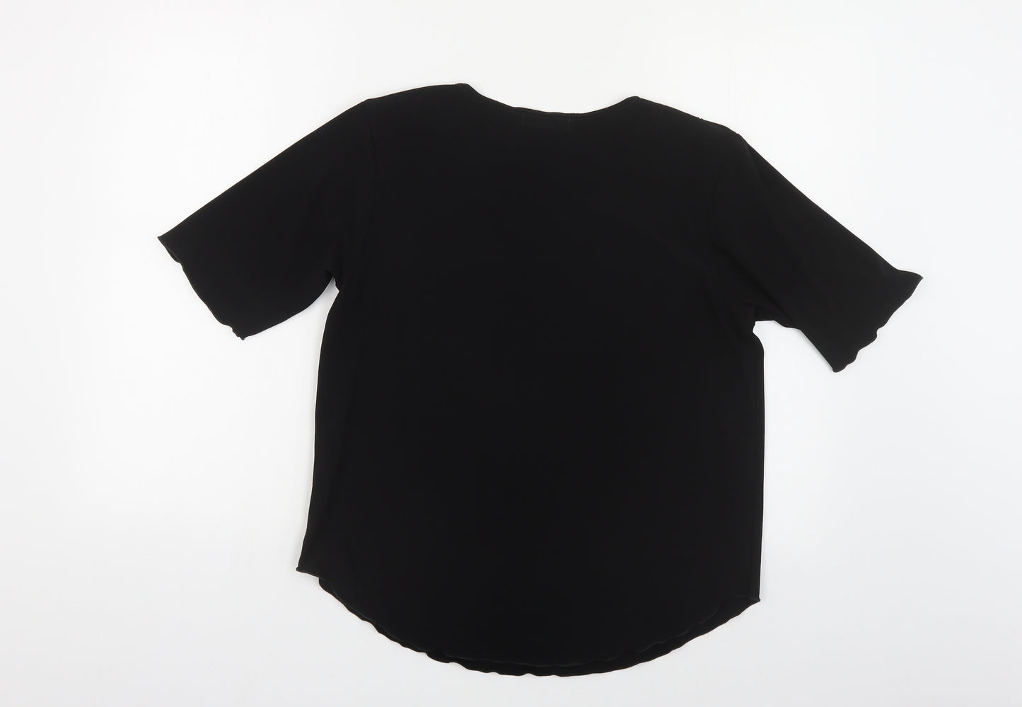 Sonic Womens Black Polyester Basic Blouse Size 12 Scoop Neck