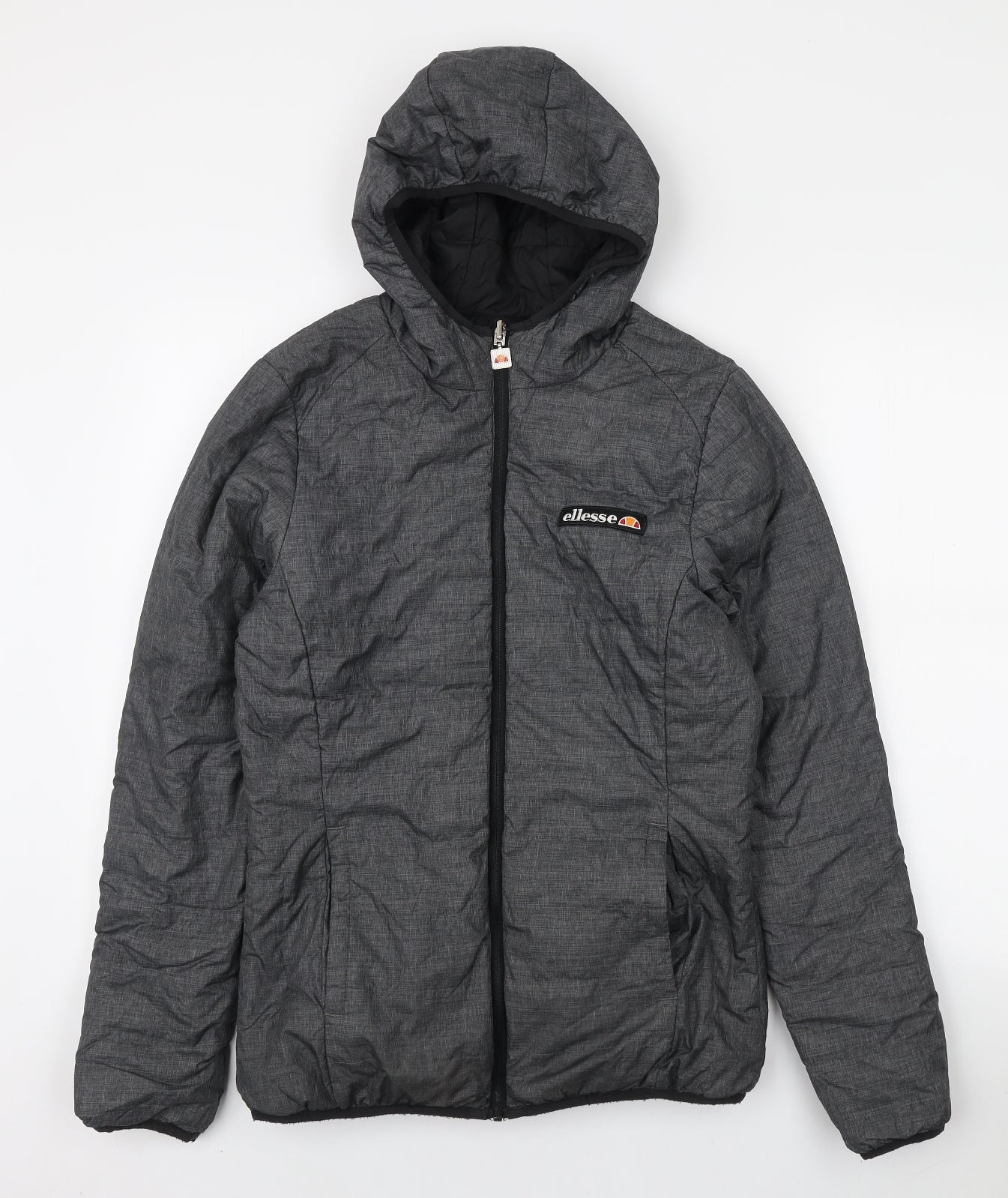 ellesse Womens Grey Puffer Jacket Jacket Size 10 Zip - Black Reversible Side