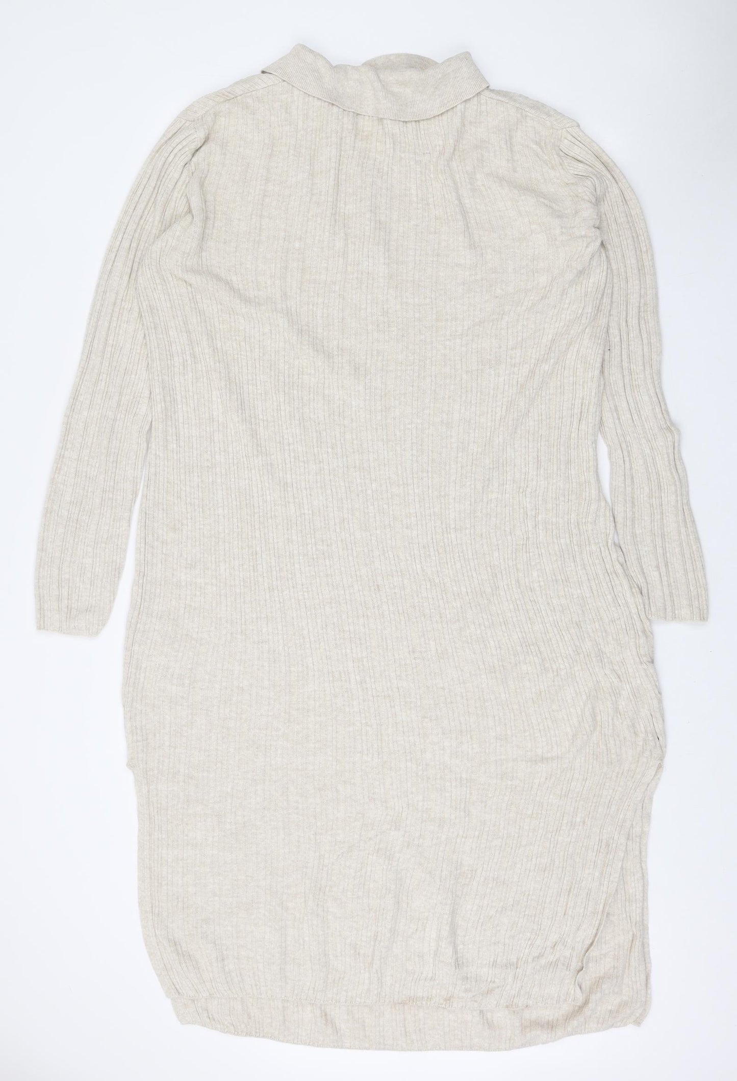 George Womens Ivory Acrylic Jumper Dress Size L Collared Button