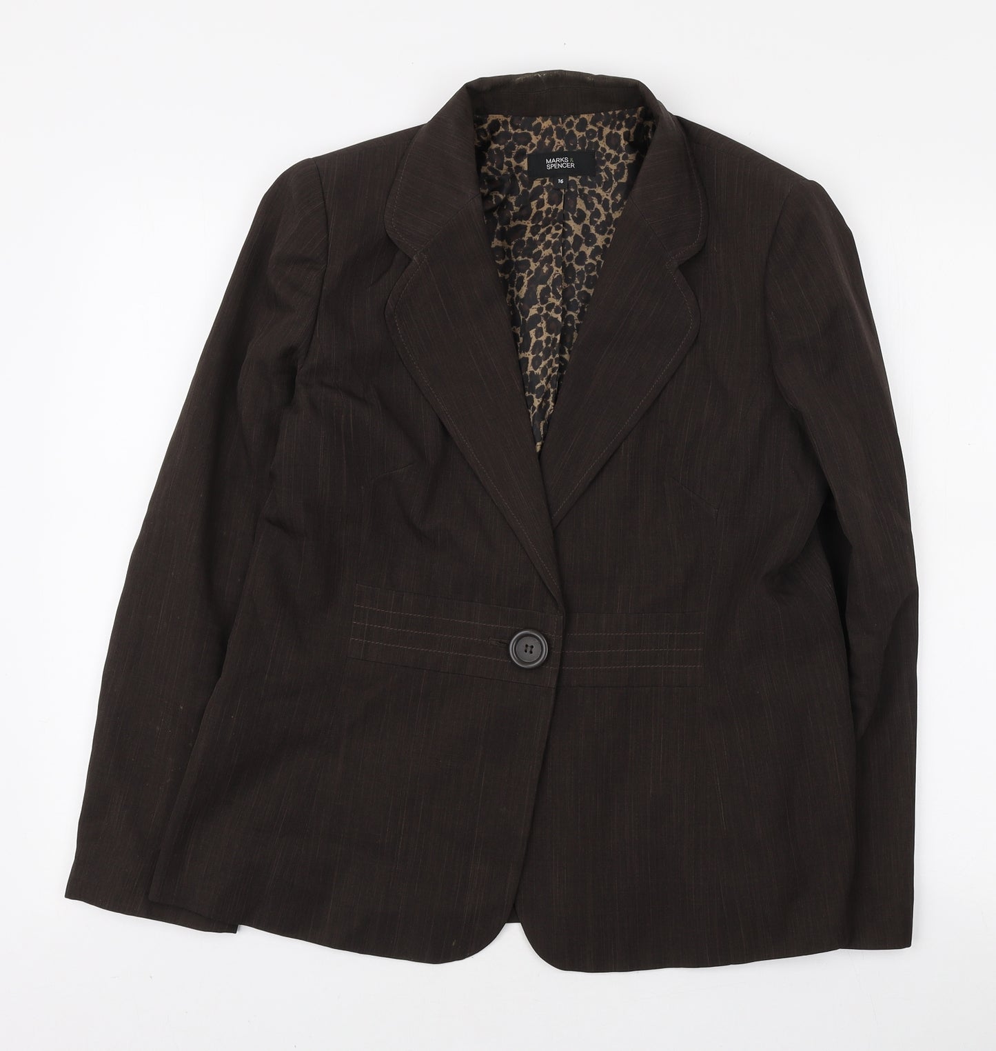 Marks and Spencer Womens Brown Polyester Jacket Blazer Size 16