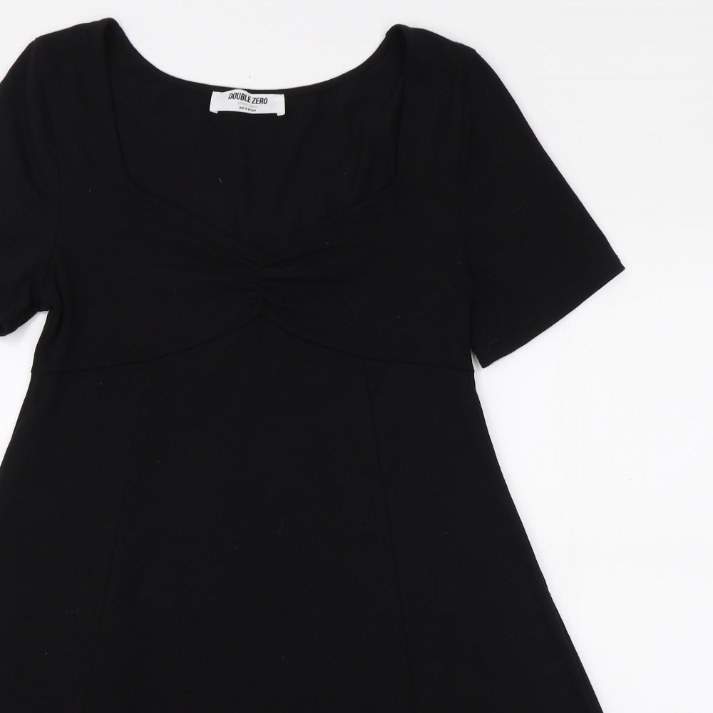 Double Zero Womens Black Cotton A-Line Size L V-Neck Pullover