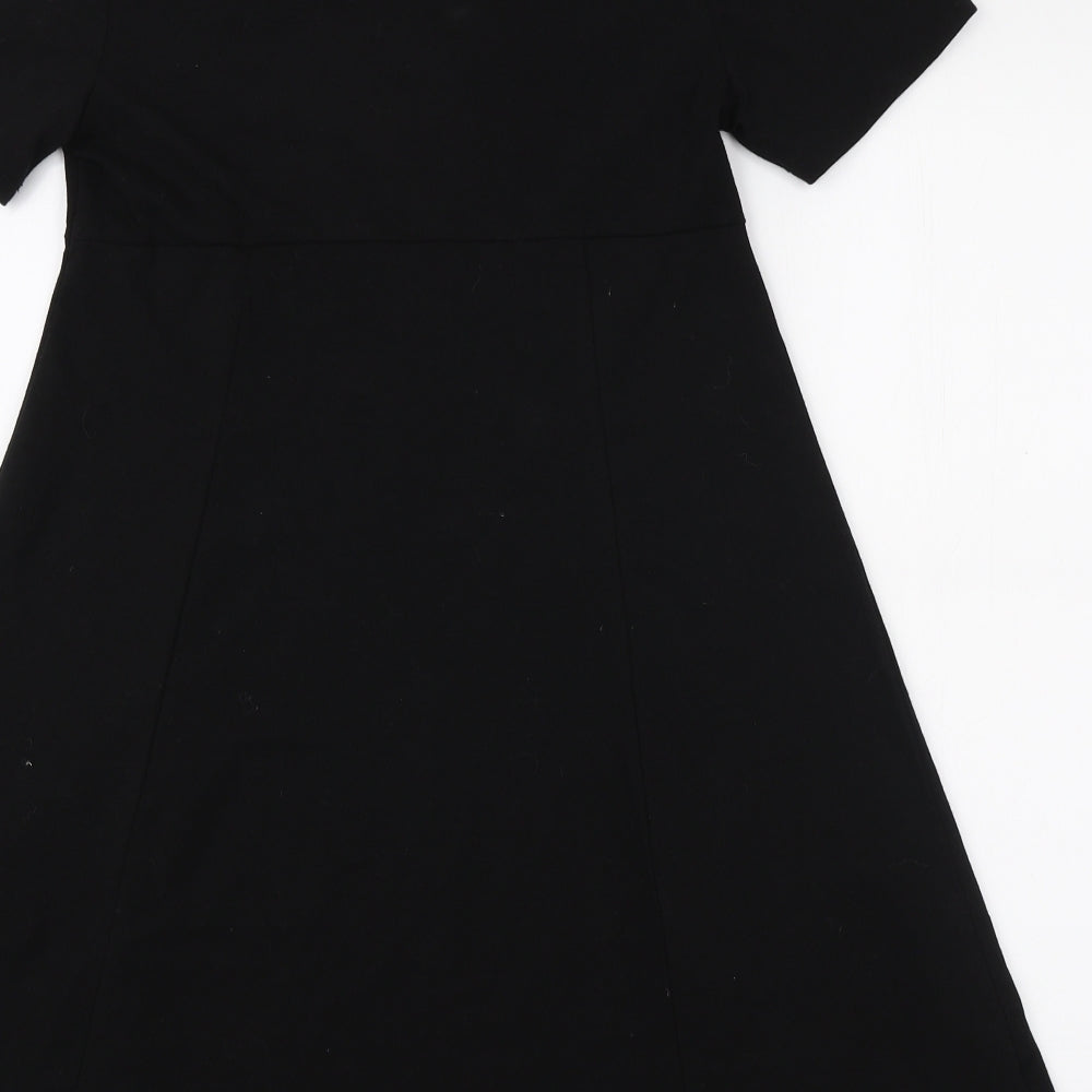 Double Zero Womens Black Cotton A-Line Size L V-Neck Pullover
