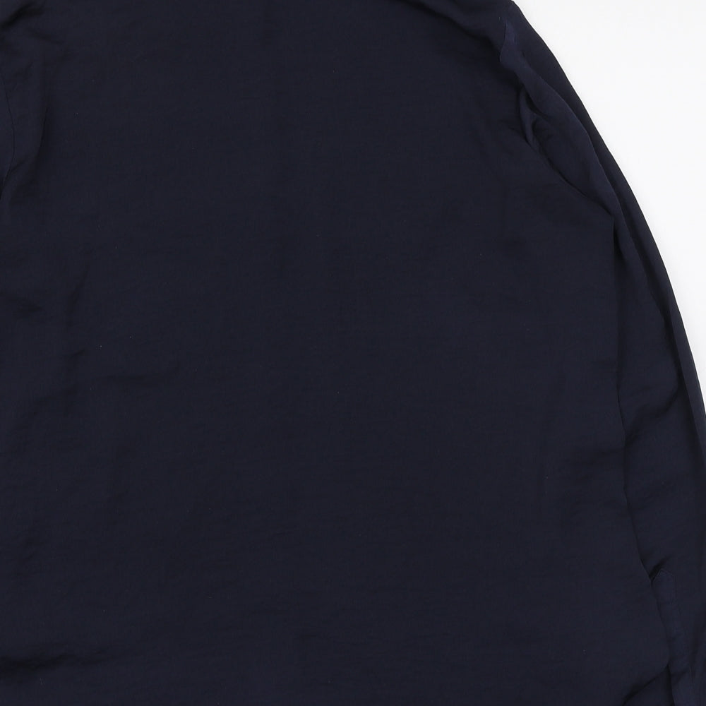 H&M Womens Blue Polyester Basic Button-Up Size M Collared