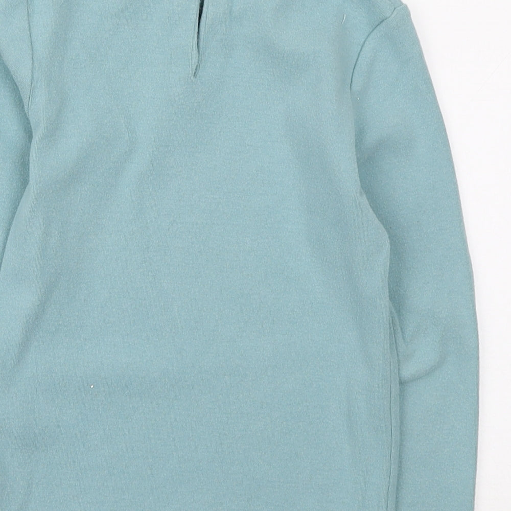 NEXT Girls Blue Cotton Pullover Sweatshirt Size 4-5 Years Button - Lace Collar