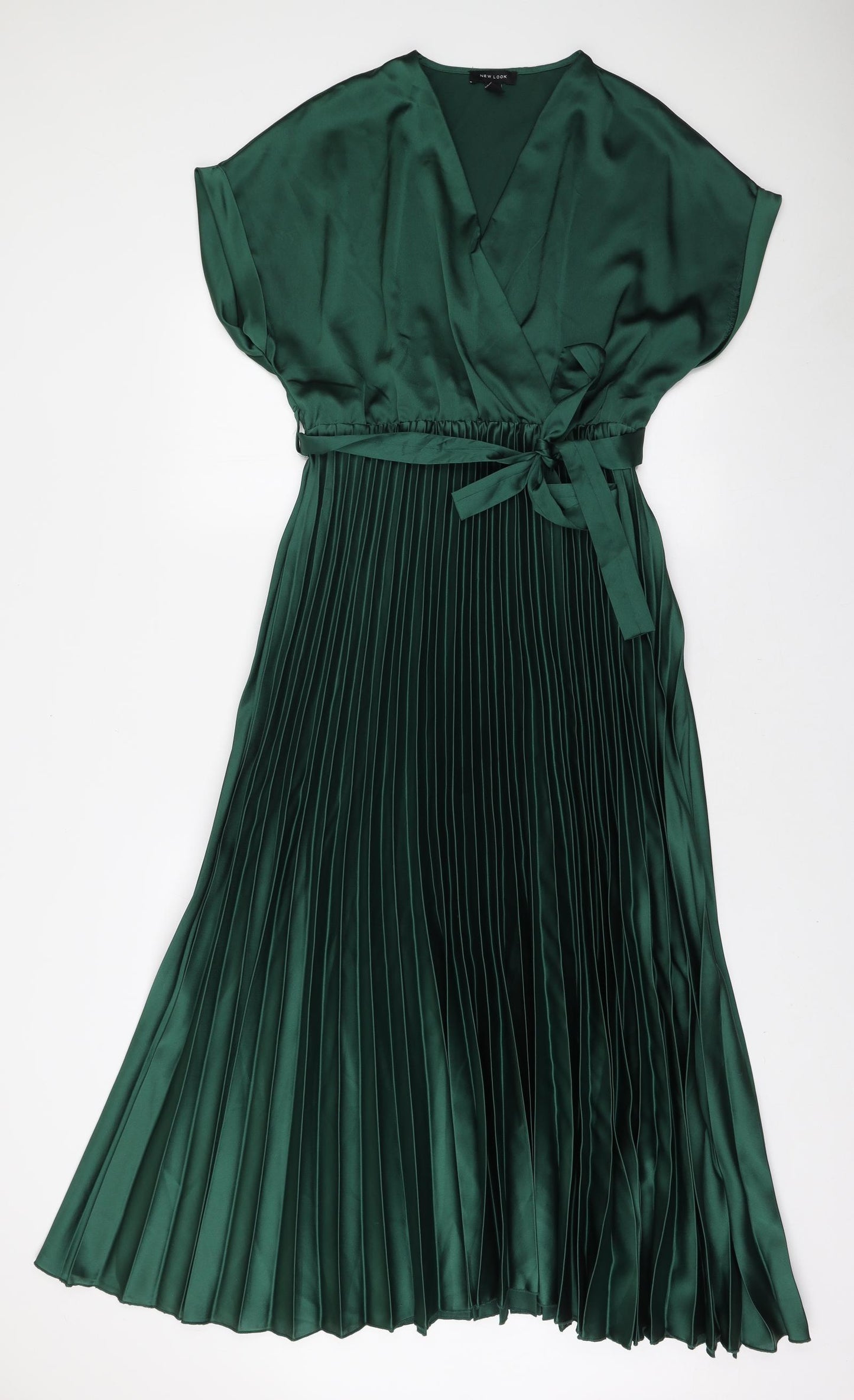 New Look Womens Green Polyester A-Line Size 12 V-Neck Tie