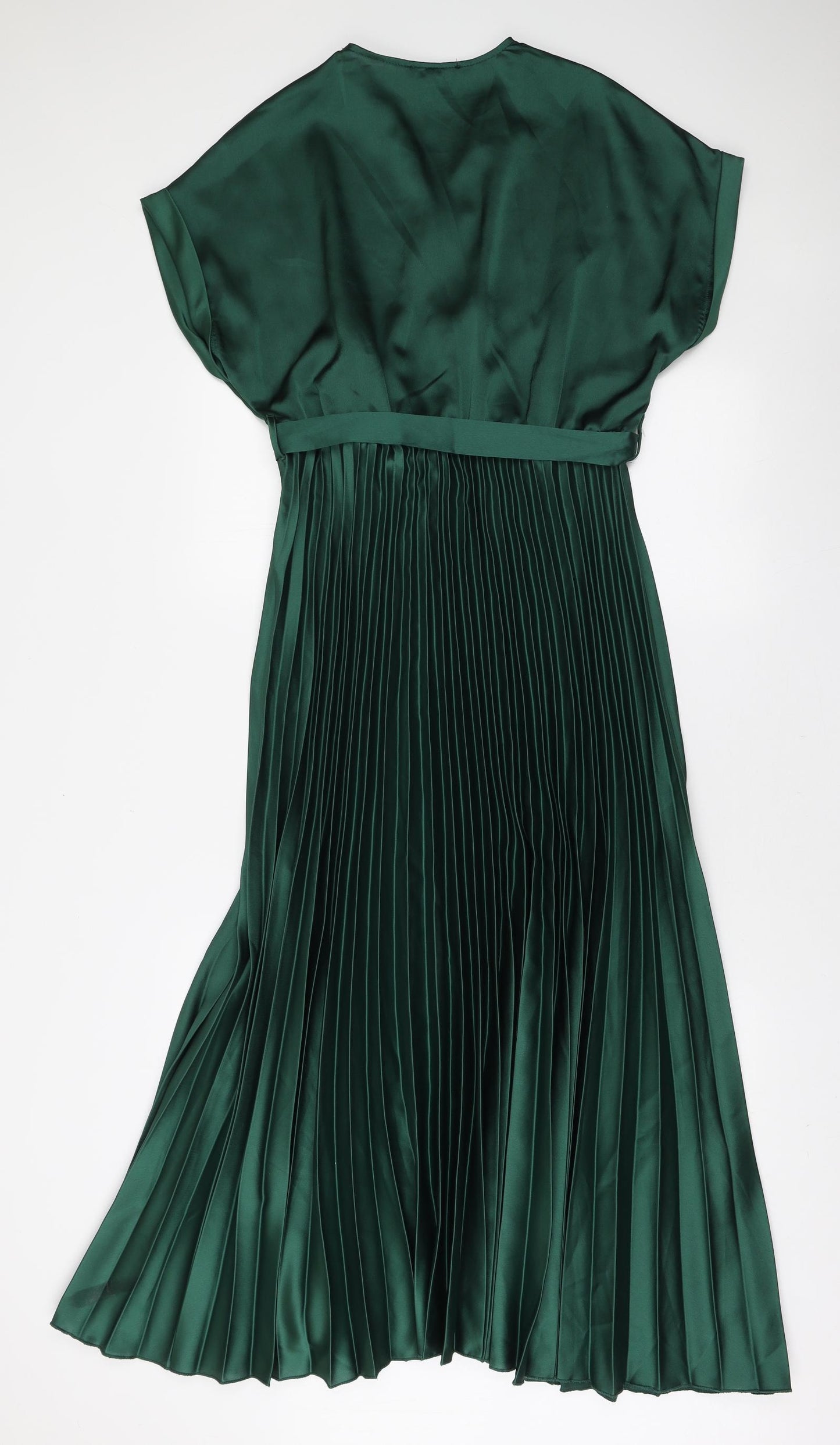 New Look Womens Green Polyester A-Line Size 12 V-Neck Tie