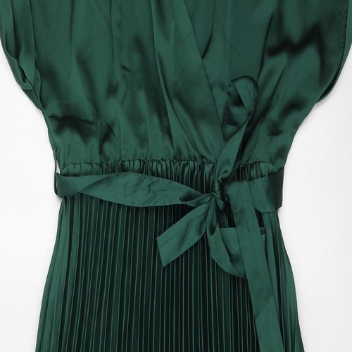 New Look Womens Green Polyester A-Line Size 12 V-Neck Tie