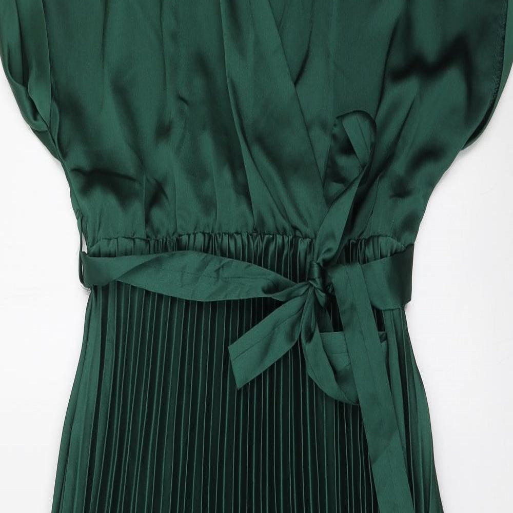 New Look Womens Green Polyester A-Line Size 12 V-Neck Tie