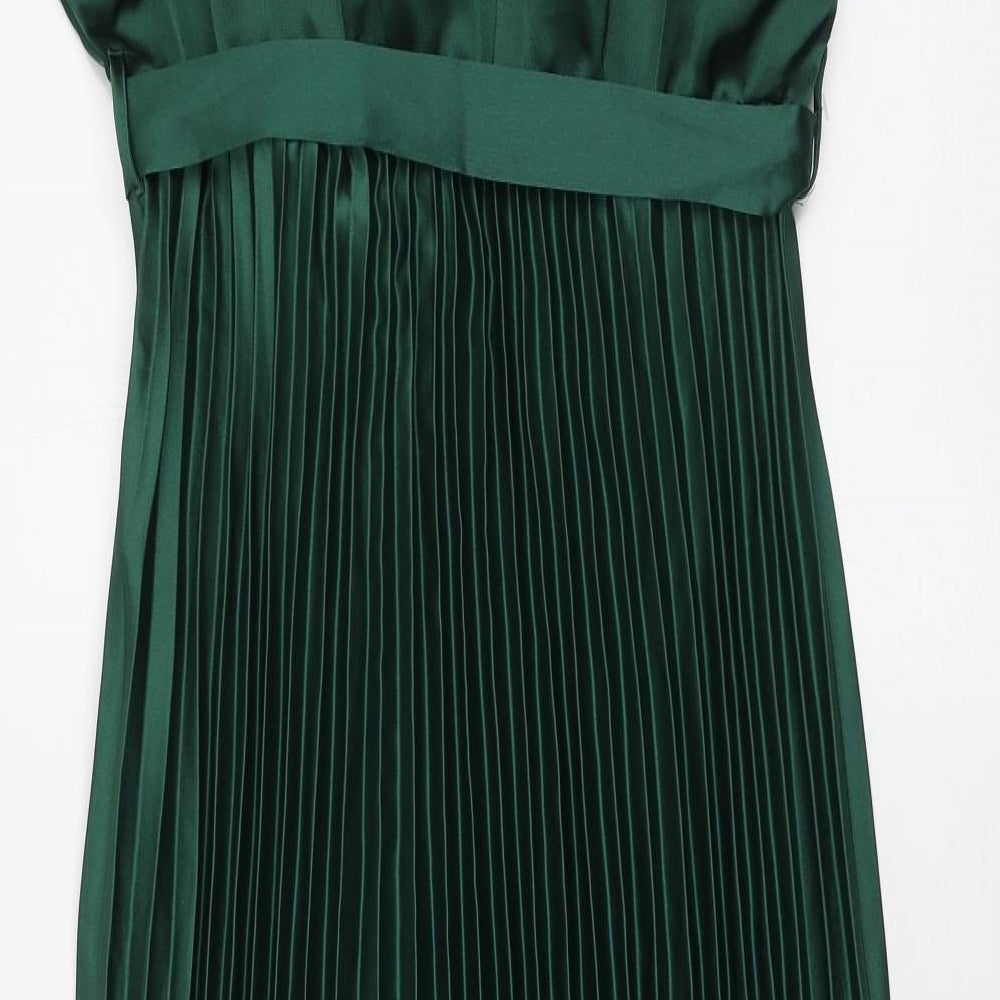 New Look Womens Green Polyester A-Line Size 12 V-Neck Tie