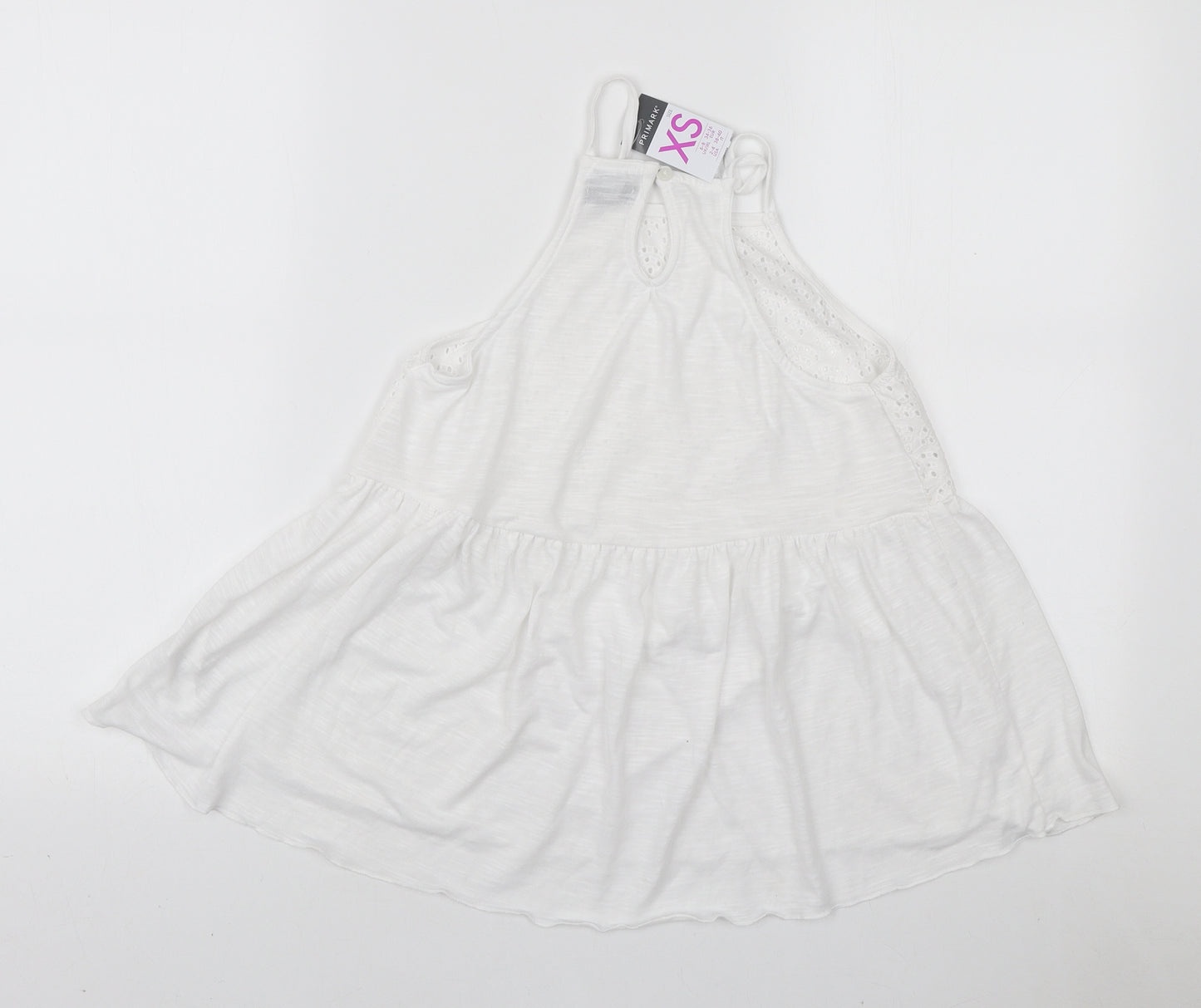 Primark Womens White Polyester Basic Blouse Size XS Square Neck